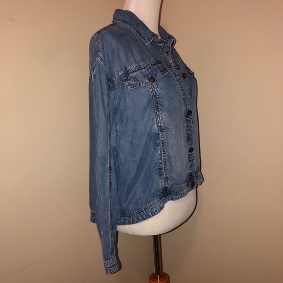 Free People Chambray Tencel Swing Denim Jacket,Size-Small - Picture 4 of 9